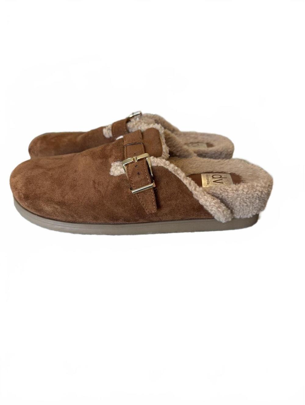Dolce Vita Audrena Suede Shearling Lined Clogs Women’s Size 10 Tan Brown